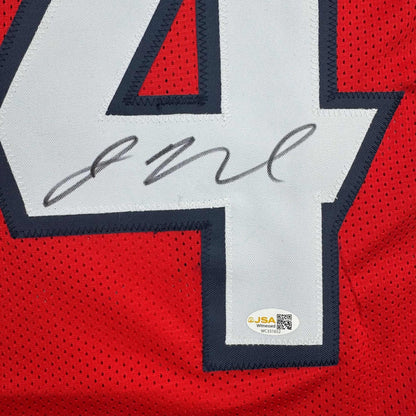 Autographed/Signed Jaylin Noel Houston Red Football Jersey JSA COA