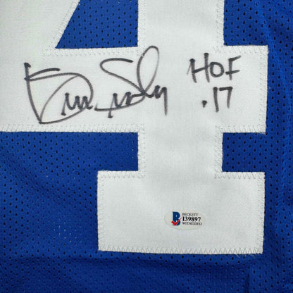 Autographed/Signed Kenny Easley HOF 17 Seattle Blue Football Jersey JSA COA