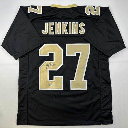 Autographed/Signed Malcolm Jenkins New Orleans Black Football Jersey Beckett BAS COA