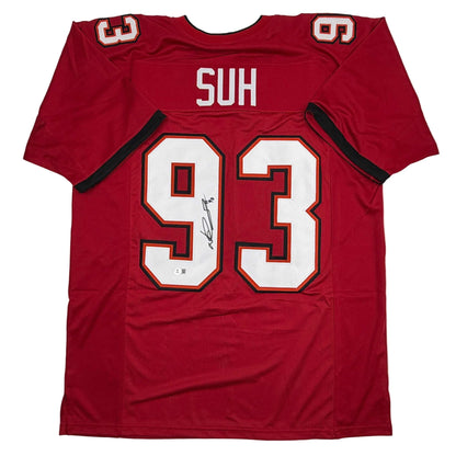 Autographed/Signed Ndamukong Suh Tampa Bay Red Football Jersey Beckett BAS COA