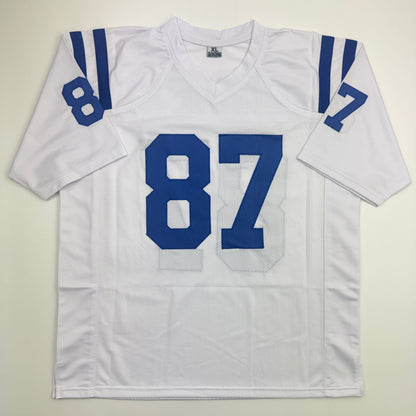 Autographed/Signed Reggie Wayne Indianapolis White Football Jersey JSA COA