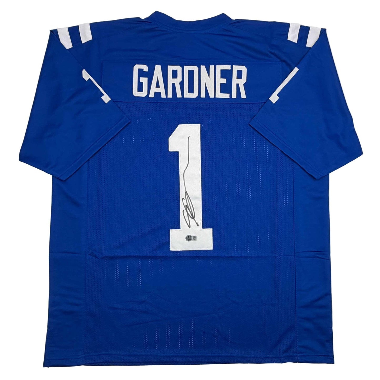 Autographed/Signed Ahmad Sauce Gardner Indianapolis Blue Football Jersey Beckett BAS COA