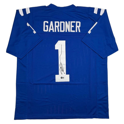 Autographed/Signed Ahmad Sauce Gardner Indianapolis Blue Football Jersey Beckett BAS COA