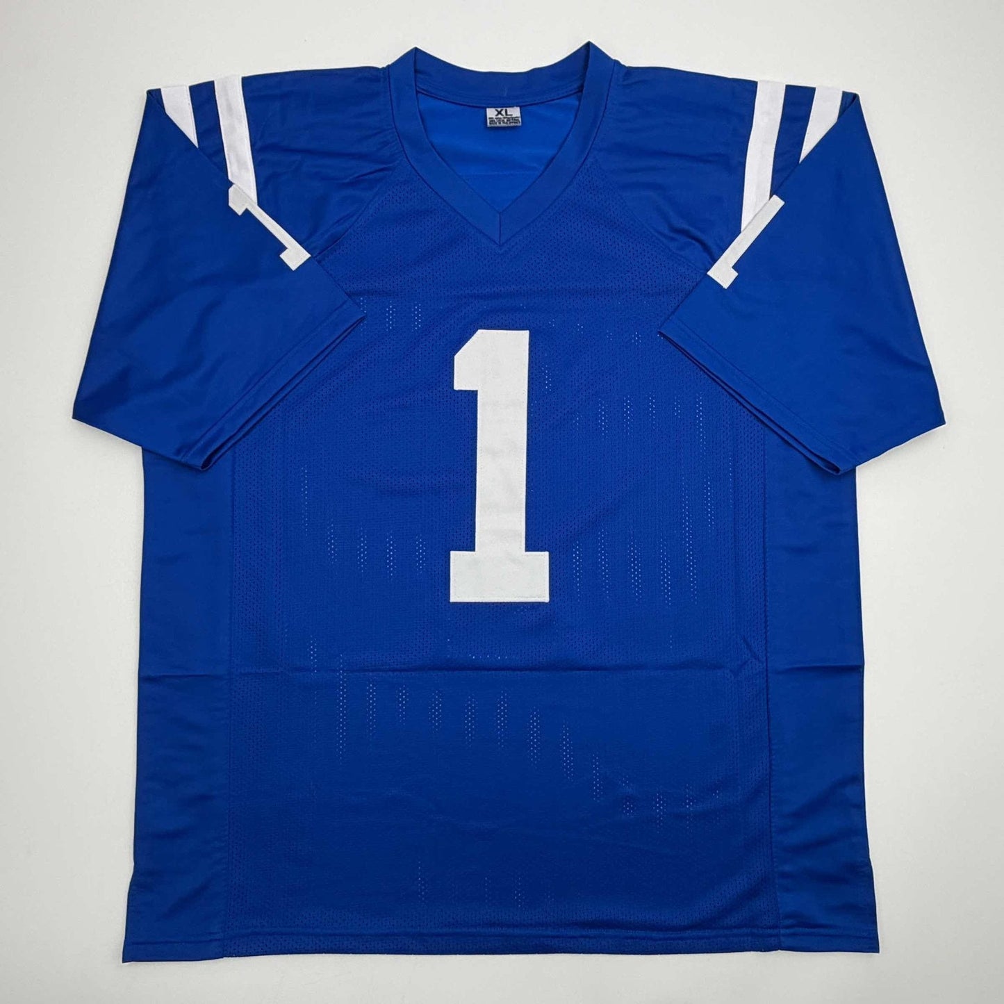 Autographed/Signed Ahmad Sauce Gardner Indianapolis Blue Football Jersey Beckett BAS COA