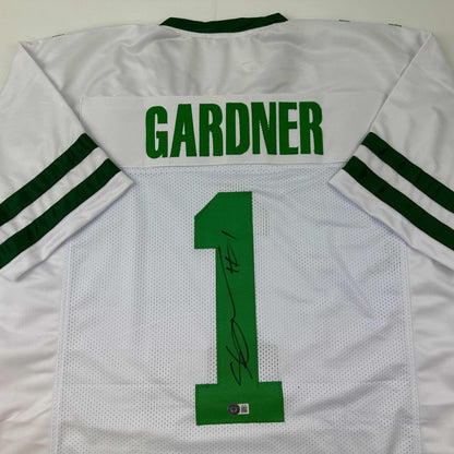 Autographed/Signed Ahmad Sauce Gardner New York White Retro Football Jersey Beckett BAS COA
