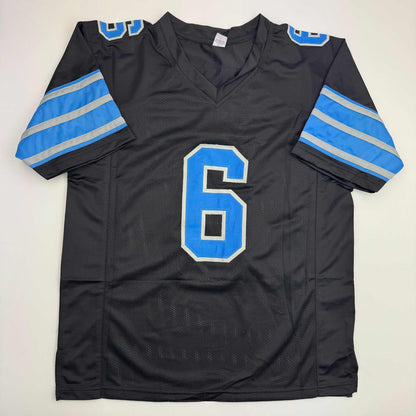 Autographed/Signed Terrion Arnold Detroit Black Football Jersey Beckett BAS COA