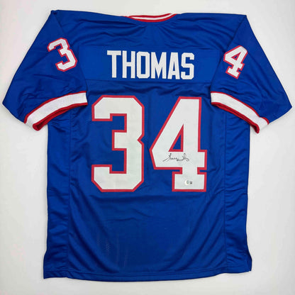 Autographed/Signed Thurman Thomas Buffalo Blue Football Jersey JSA COA