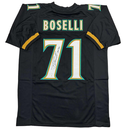 Autographed/Signed Tony Boselli HOF 22 Jacksonville Black Football Jersey Beckett BAS COA