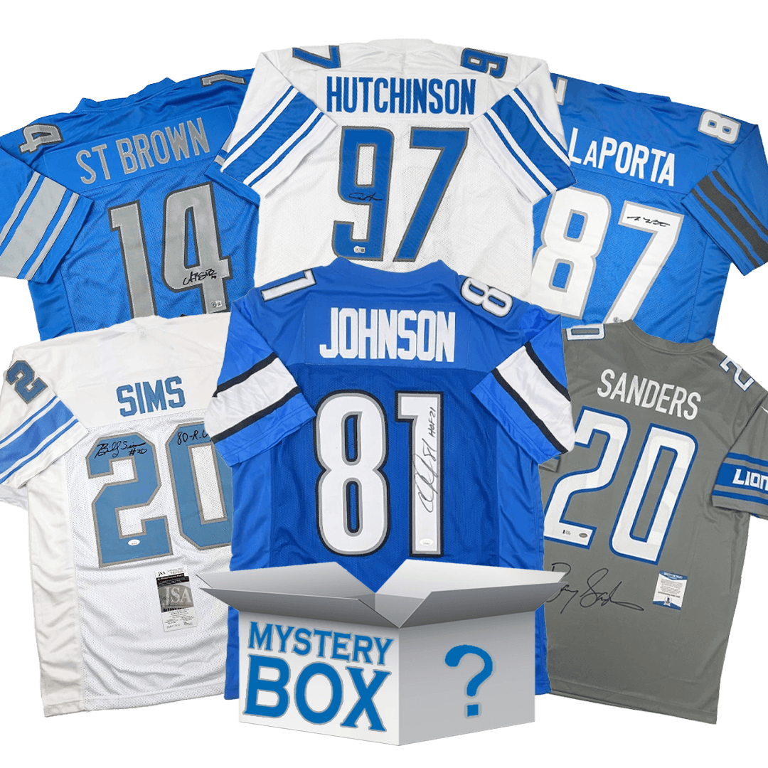 Autographed/Signed Detroit Football Jersey Mystery Box with PSA JSA or Beckett COA