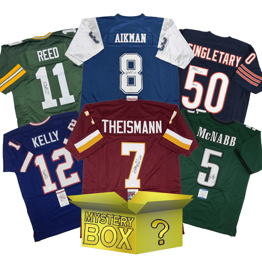 Autographed/Signed Football GOLD Series 2 Jersey Mystery Box with PSA JSA or Beckett COA
