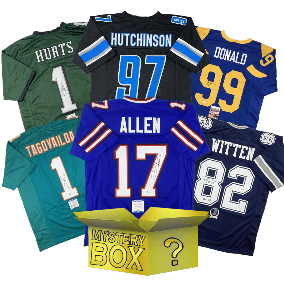 Autographed/Signed Football GOLD Series 1 Jersey Mystery Box with PSA JSA or Beckett COA