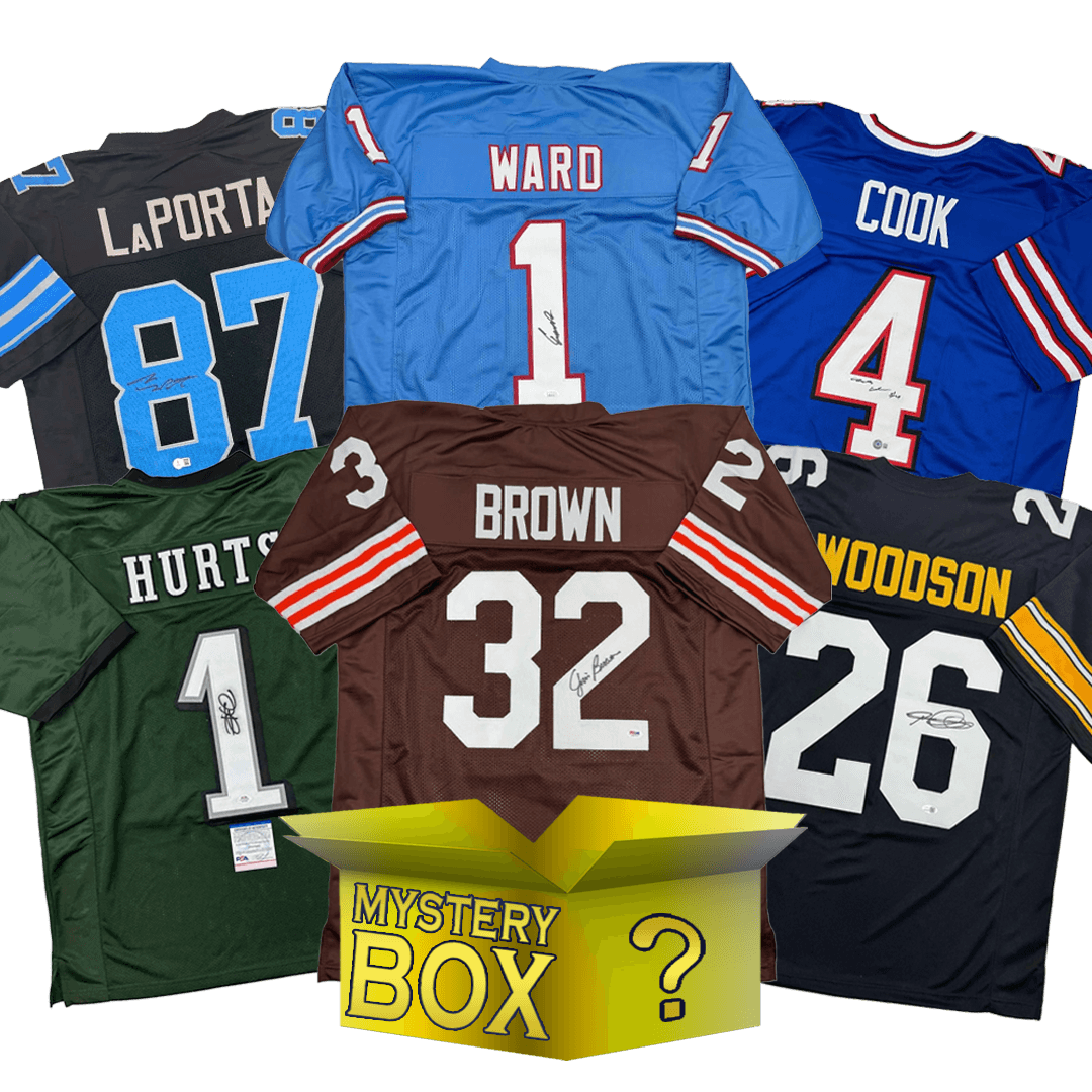 Autographed/Signed Football GOLD Series 4 Jersey Mystery Box with PSA JSA or Beckett COA