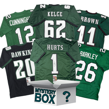 Autographed/Signed Philadelphia Football Jersey Mystery Box with PSA JSA or Beckett COA