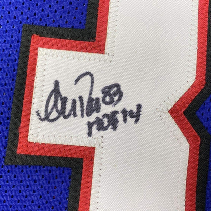 Framed Autographed/Signed Andre Reed HOF 14 35x39 Buffalo Blue Football Jersey JSA COA