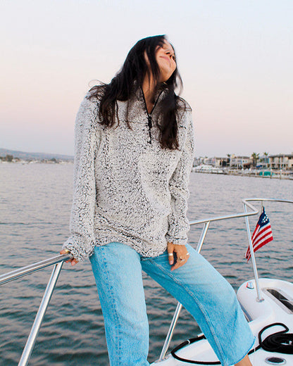 Koloa Sherpa Quarter Zip- Grey Heather