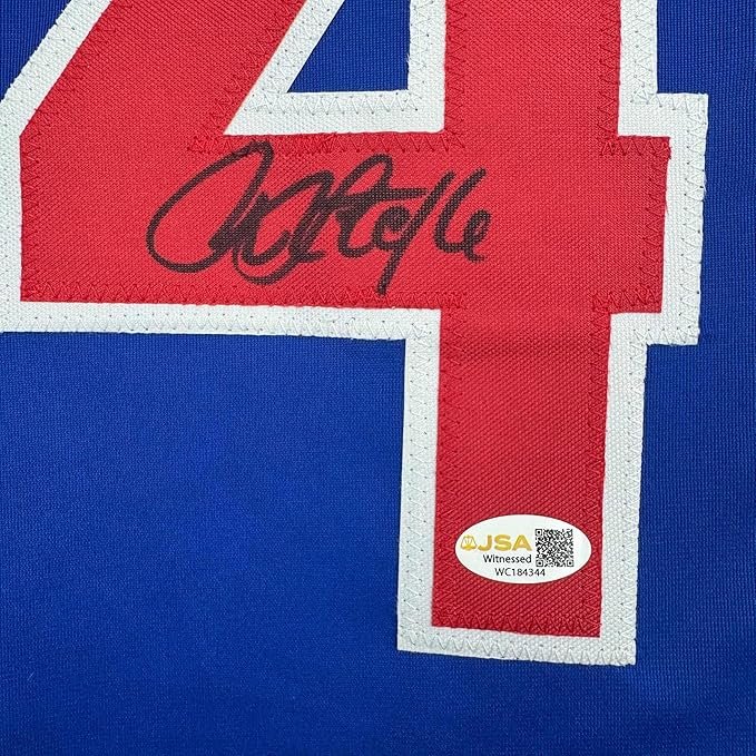 Framed Autographed/Signed Rick Sutcliffe 35x39 Chicago Blue Baseball Jersey Beckett BAS COA