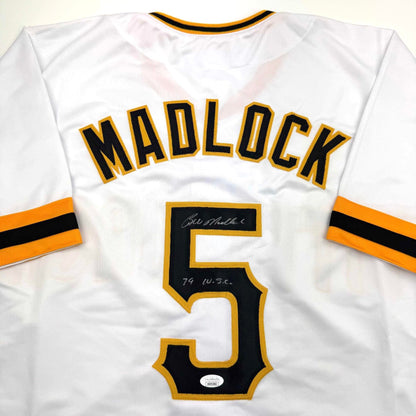Autographed/Signed Bill Madlock Pittsburgh White Baseball Jersey JSA COA