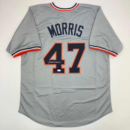 Autographed/Signed Jack Morris Detroit Grey Baseball Jersey JSA COA