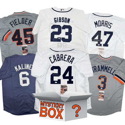Autographed/Signed Detroit Baseball Jersey Mystery Box with PSA JSA or Beckett COA