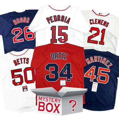 Autographed/Signed Boston Baseball Jersey Mystery Box with PSA JSA or Beckett COA