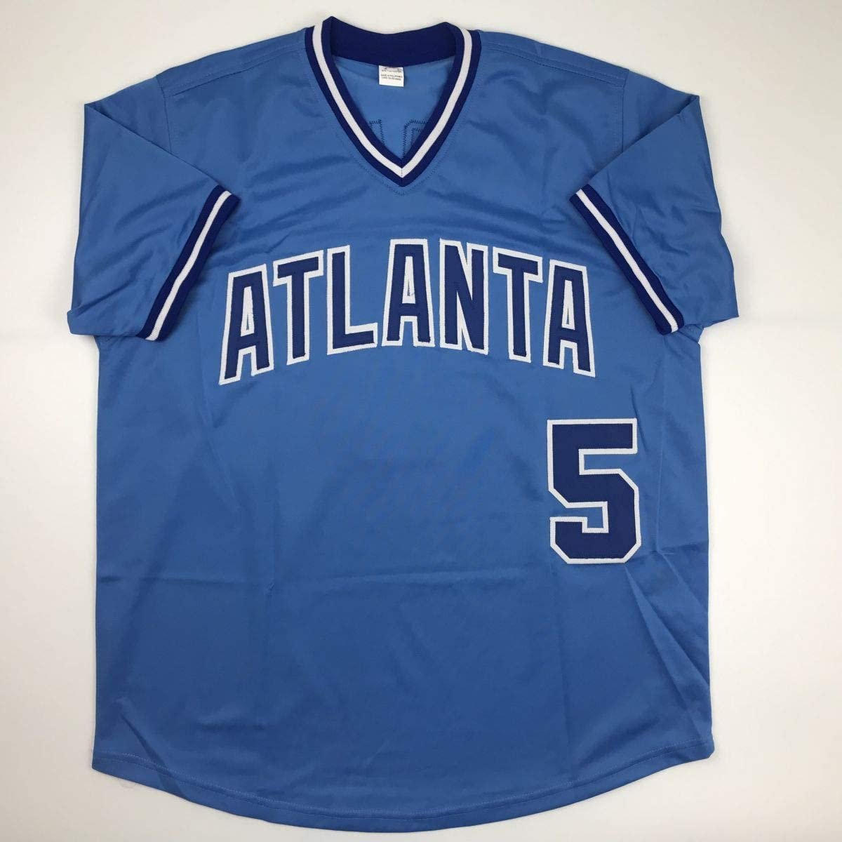 Autographed/Signed Bob Horner Atlanta Light Blue Baseball Jersey JSA COA