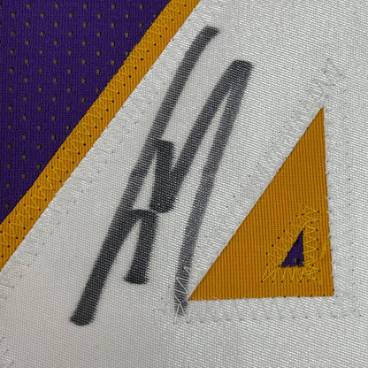 Framed Autographed/Signed Shaquille Shaq O'Neal 35x39 Los Angeles LA Split Basketball Jersey Beckett BAS COA