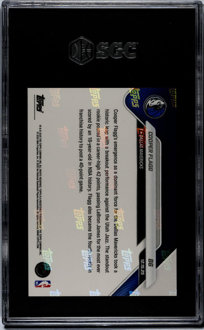 Graded 2025 Topps Now Cooper Flagg #86 Rookie RC Basketball Card SGC 10 Gem Mint