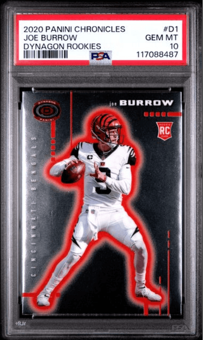 Graded 2020 Panini Chronicles Joe Burrow #D1 Dynagon Rookies Rookie RC Football Card PSA 10 Gem Mint