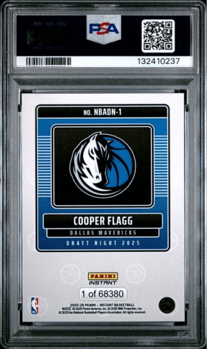 Graded 2025 Panini Instant Cooper Flagg #1 Draft Night Rookie RC Basketball Card PSA 10 Gem Mint
