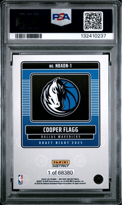 Graded 2025 Panini Instant Cooper Flagg #1 Draft Night Rookie RC Basketball Card PSA 10 Gem Mint