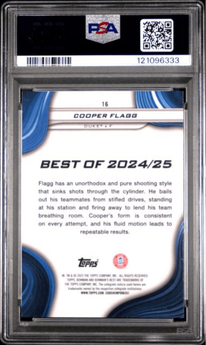 Graded 2024 Topps Bowman U Best Cooper Flagg #16 Rookie RC Basketball Card PSA 10 Gem Mint