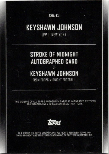 2024 Topps Midnight Keyshawn Johnson #SMAJK Stroke of Midnight Dusk Auto /75 New York Jets Football Card