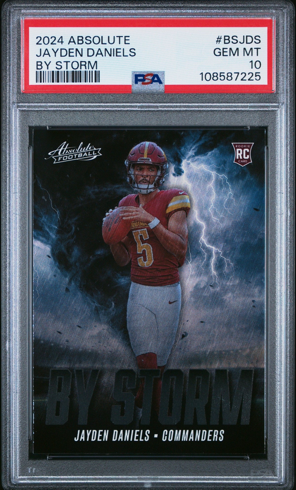 Graded 2024 Panini Absolute Jayden Daniels #BSJDS By Storm Rookie RC Football Card PSA 10 Gem Mint