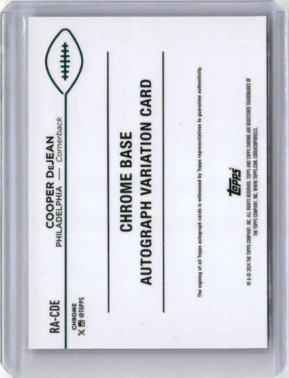 2024 Topps Chrome Silver Refractor Cooper DeJean #RA-CDE Auto Rookie RC Football Card