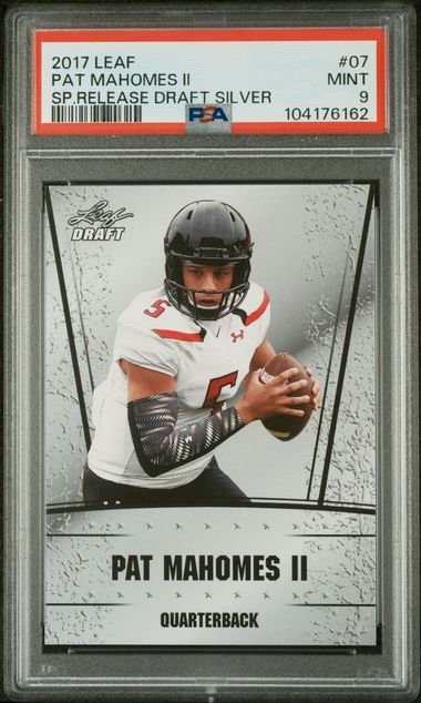 Graded 2017 Leaf Draft Patrick Mahomes II #07 Special Release Silver Rookie RC Football Card PSA 9 Mint