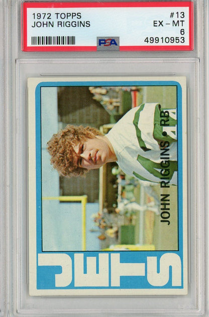 Graded 1972 Topps John Riggins #13 Rookie RC Football Card PSA 6 EX-MT
