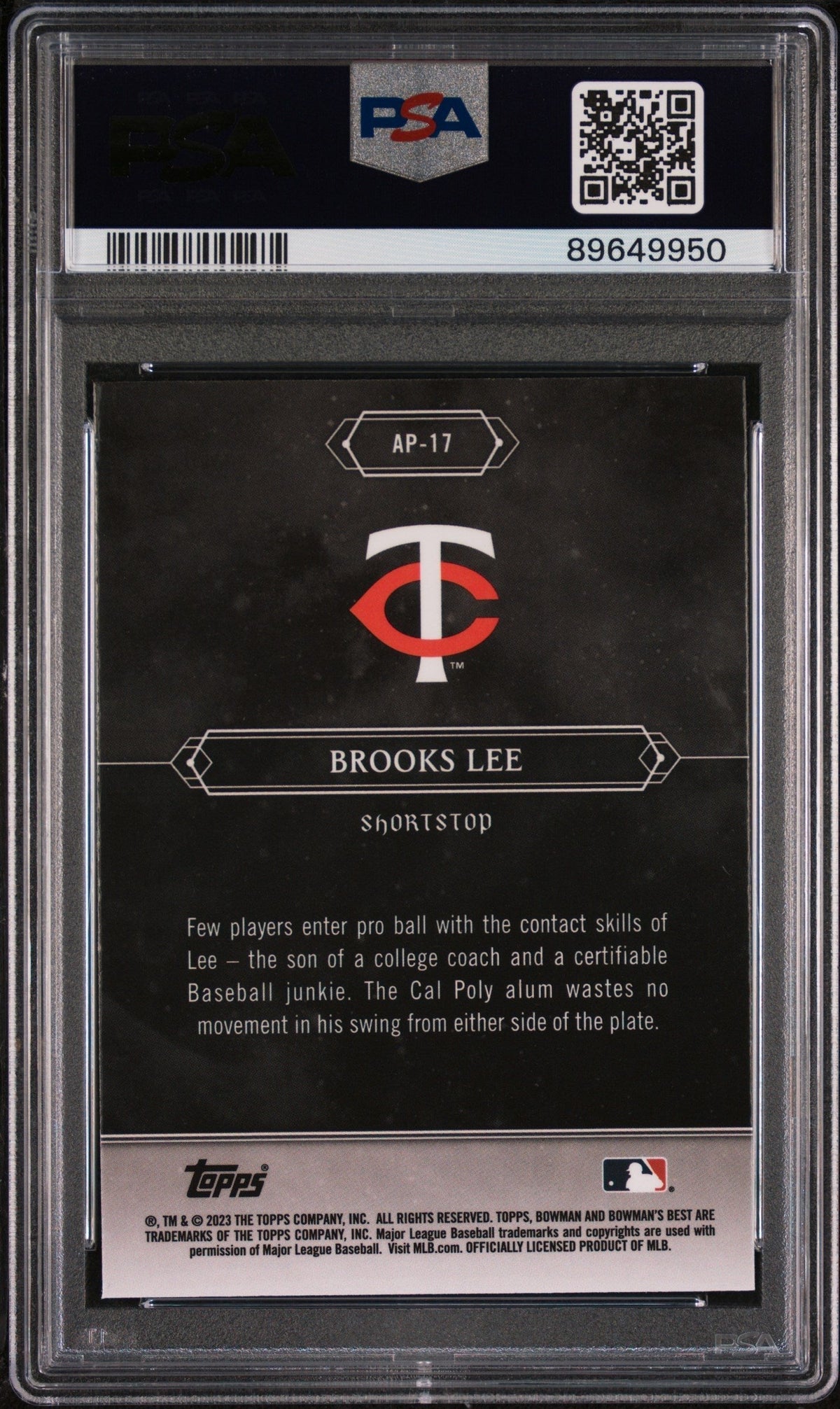 Graded 2023 Topps Bowmans Best Brooks Lee #AP17 Astral Projections Rookie RC Baseball Card PSA 10 Gem Mint