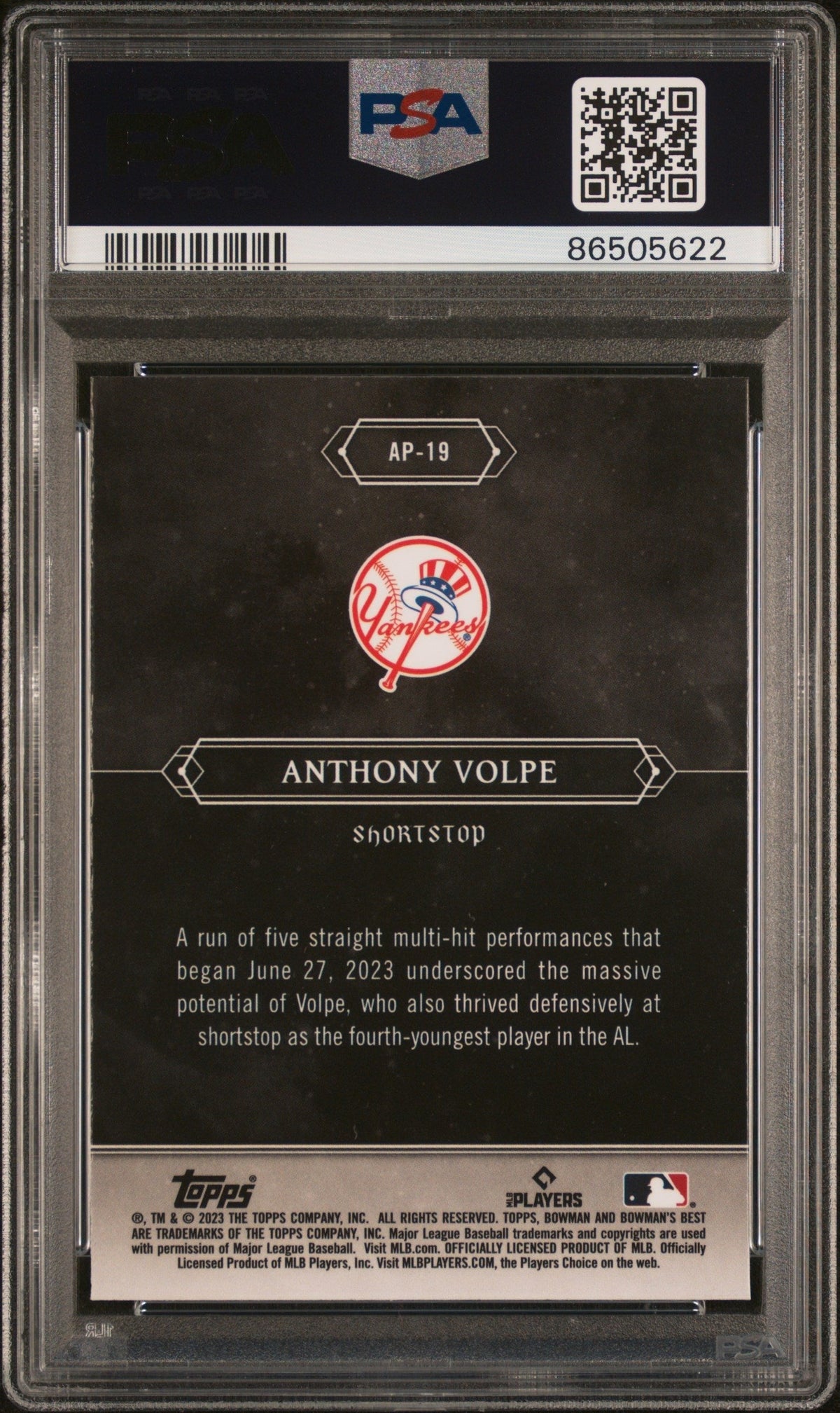Graded 2023 Topps Bowmans Best Anthony Volpe #AP19 Astral Projections Rookie RC Baseball Card PSA 10 Gem Mint