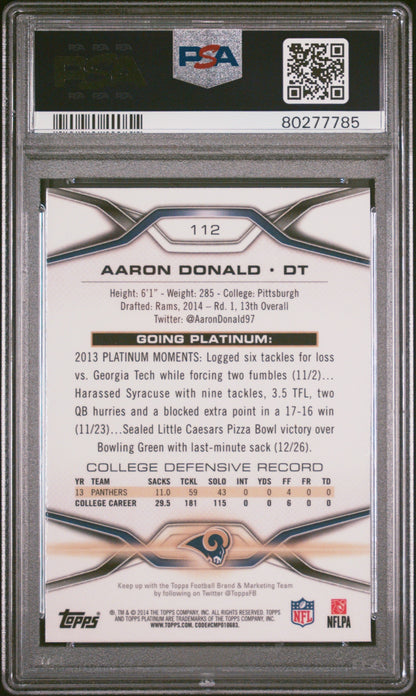 Graded 2014 Topps Platinum Aaron Donald #112 Xfractor Rookie RC Football Card PSA 9 Mint