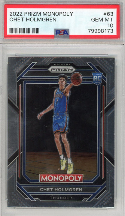Graded 2022 Panini Prizm Monopoly Chet Holmgren #63 Rookie RC Basketball Card PSA 10 Gem Mint
