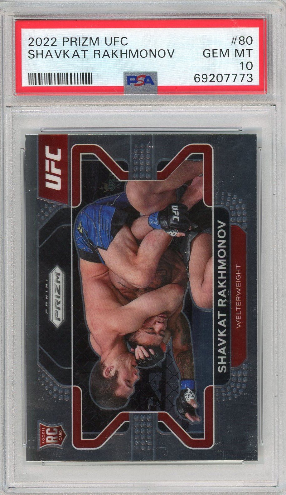 Graded 2022 Prizm UFC Shavkat Rakhmonov #80 Rookie RC UFC MMA Card PSA 10 Gem Mint