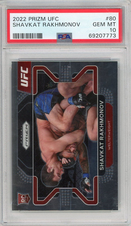 Graded 2022 Prizm UFC Shavkat Rakhmonov #80 Rookie RC UFC MMA Card PSA 10 Gem Mint