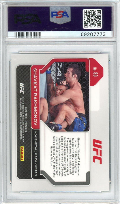 Graded 2022 Prizm UFC Shavkat Rakhmonov #80 Rookie RC UFC MMA Card PSA 10 Gem Mint