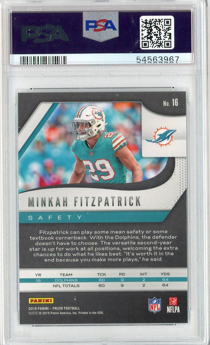 Graded 2019 Panini Prizm Minkah Fitzpatrick #16 Football Card PSA 10 Gem Mint