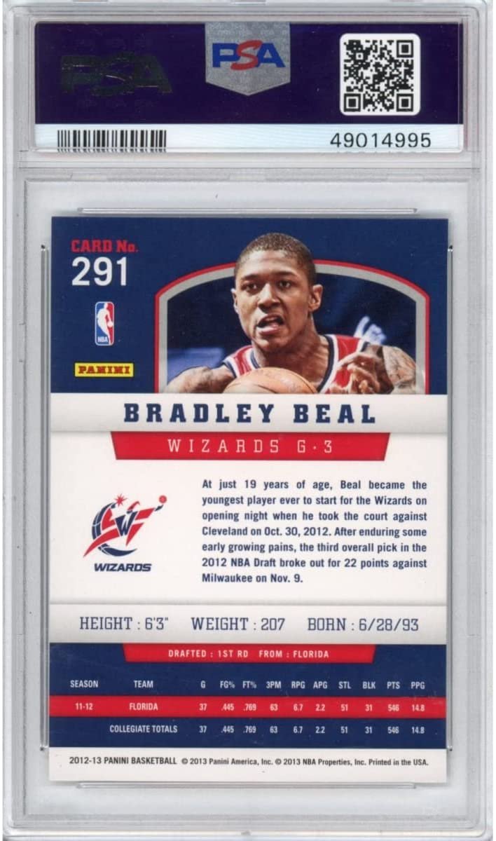 Graded 2012-13 Panini Bradley Beal #291 Rookie RC Basketball Card PSA 10 Gem Mint