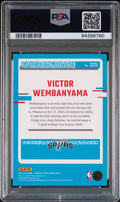Graded 2023 Panini Donruss Optic Victor Wembanyama #225 Rookie RC Basketball Card PSA 10 Gem Mint