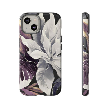 White & Plum Floral Tough Phone Case