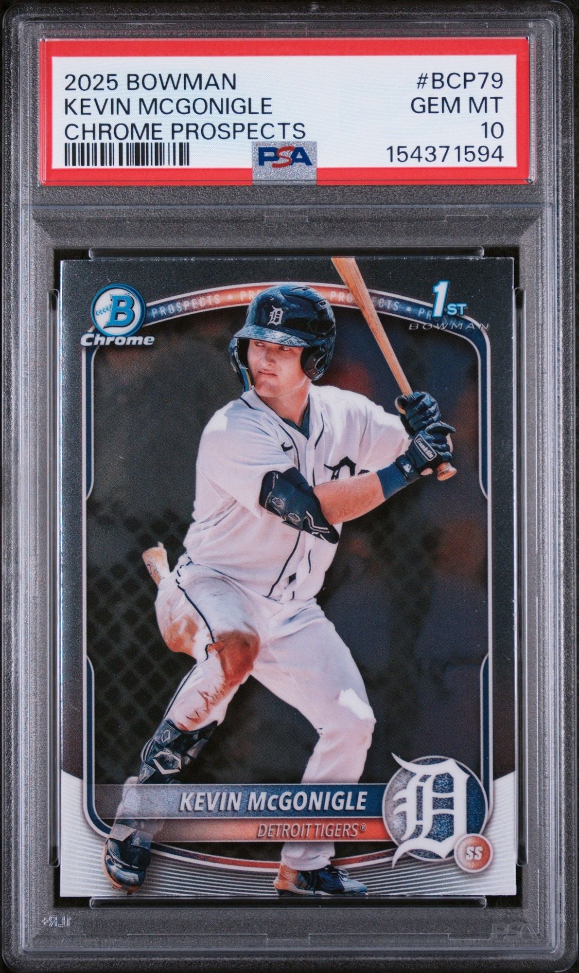 Graded 2025 Topps Bowman Chrome Kevin McGonigle #BCP79 Chrome Prospects Rookie RC Baseball Card PSA 10 Gem Mint