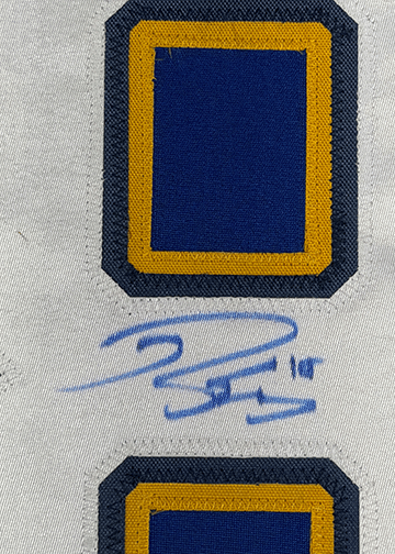 Framed Autographed/Signed Robert Thomas 35x39 St. Louis Blue Hockey Jersey Beckett BAS COA