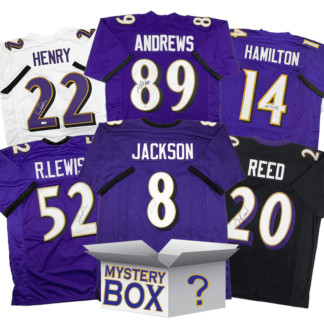 Autographed/Signed Baltimore Football Jersey Mystery Box with PSA JSA or Beckett COA